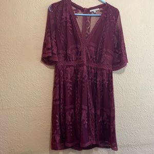 Lace Dress with Lace back in Wine